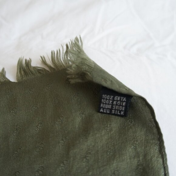 Vintage Valentino Dark Sage Green 100% Silk Scarf - Picture 6 of 12